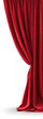 © Adriyanca - A dramatic, flowing red curtain against a white background, pulled to the side