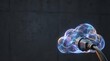 © Haikal - Large power cord plugging into an abstract glowing digital cloud of energy.