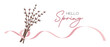© Tatiana - Elegant Hello Spring greeting card with willow branches and pink ribbon. Festive spring illustration.