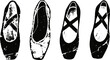 © smth.design - Vintage ballet shoes illustration set classic pointe and flat dancing footwear ballet fashion elements and stage accessories