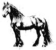 © smth.design - black and white horse silhouette with grunge ink splatter effect artistic equine illustration