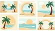 © mita - A cheerful digital illustration depicting a palm tree and ocean. Perfect for vacation related content, summer promotions, or representing feelings of