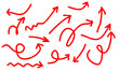 © Mhsn - Red Hand Drawn Arrow Set Isolated on Black Background PNG – Doodle Direction Collection
