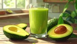 avocado juice on wooden table