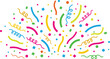 © Design_Studio - Vibrant colorful confetti and streamers on white background for celebration