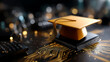 © Kateryna - Graduation cap positioned atop circuit board representing education technology integration modern concept for learning innovation future career preparation smart technology in