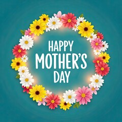  Happy mother's day wishes with colorful floral wreath design