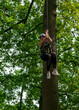 © Stefanie - Woman riding zip line in forest adventure park