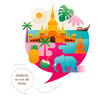 © Marina Zlochin - Thailand attractions, landmarks and symbols colorful icons collection.