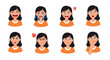 © Mimi - Eight cartoon portraits of a woman showing a range of facial expressions from joy to anger are shown in two rows.