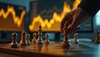 © Vadym - Hand moves chess king on board. Background shows abstract financial charts on computer screens. Strategic decisions in business and finance.