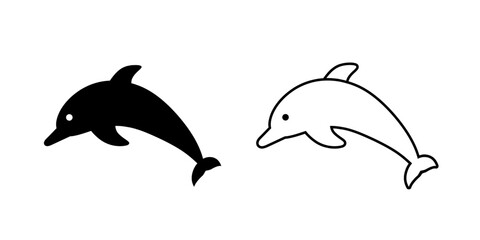 Dolphin set icon isolated on white background.