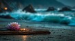 © Julia - At dusk, a mystical Balinese offering with lit incense and frangipani rests on the beach