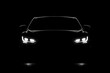 © Peahen - Bright Car Headlights Illuminating Dark Night, Front View of Modern Vehicle