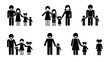 © Stock Image Paradise - A collection of simple black family icons holding hands in various configurations on a white background