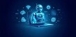 © Onetrick  - Robot emerging from the laptop represents the arrival of artificial intelligence as an intelligent assistant, but it is an agentic AI that can analyze, decide robot with laptop ai