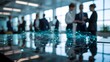 © Bhavesh - Business Team Meeting with Digital Network Overlay Representing Corporate Collaboration, Data Connectivity, Strategic Planning and Smart Office Innovation Concept