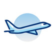 © teracreonte - Logo agencia de viajes. Dibujo sencillo con líneas de un avión sobre un círculo