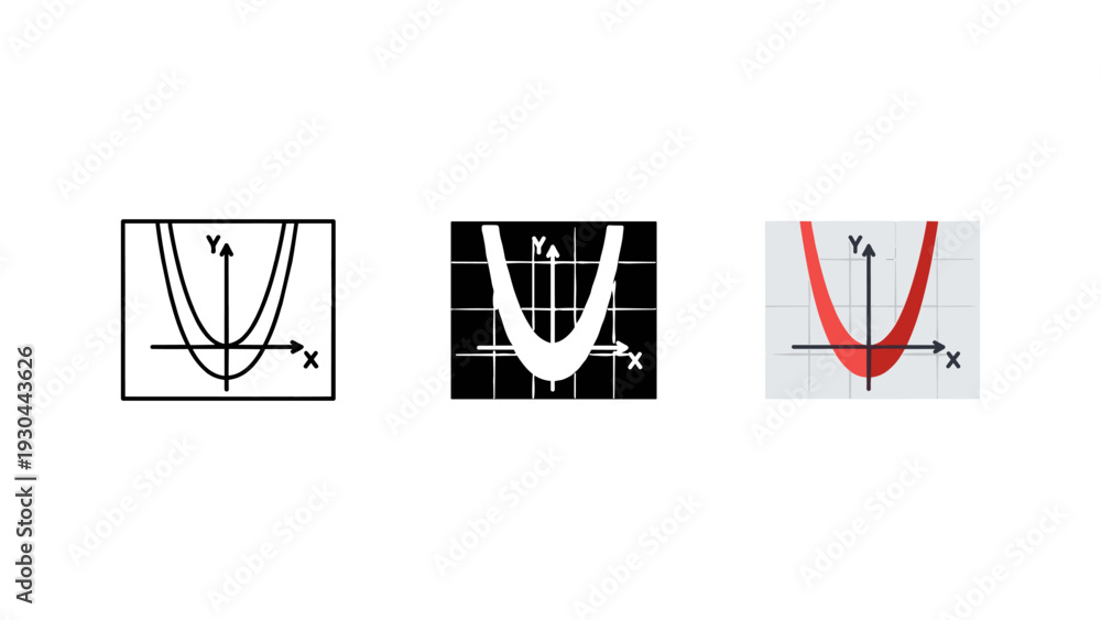 Parabola graph vector illustration with x and y axis, mathematical ...