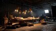 © JuanB - Industrial studio setup with banquet table and dramatic lighting scene