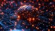 © Professor - Abstract futuristic digital brain concept with glowing neural network connections on a dark background representing artificial intelligence and advanced technology