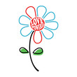 © gorgang - Vibrant hand-drawn flower illustration with 'Love Powered' typography. Features a retro groovy aesthetic with colorful outlines on a white background