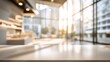 © ZHI - The modern, bright, and airy office space features a blurred background and a soft beige blank copy area. Sunlight streams in through the windows, creating a professional corporate atmosphere.