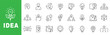 © tutti_frutti - Idea outline icon set featuring innovation, creativity, brainstorming, smart solution, sustainable energy and technology concept symbols editable stroke line design