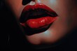 © Margarita Ratatosk - Woman with glossy red lips opening her mouth slightly, showcasing beauty and desire. Sensual female close-up for makeup or cosmetic concept.