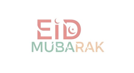  Eid mubarak greeting with crescent moon and star illustration