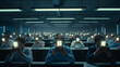 © DBA - A group of people sit in a dimly lit room, each engrossed in their glowing smartphone.