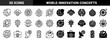 © PixeloAI - Global business and technology hybrid symbols featuring earth globes merged with circuit brain rocket ship gear and lightbulb concepts in outline and solid styles