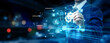 © AD - Businessman pointing at business integration technology on futuristic digital interface screen, enterprise system connectivity, digital transformation strategy, workflow automation