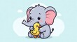 © Kopi - Cute elephant and duck cartoon friends.