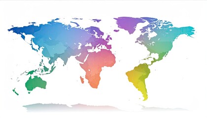  Abstract world map with polygonal, colorful continents