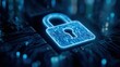 © The Little Hut - Cybersecurity Lock on Circuit Board: Data Protection and Digital Security Conceptual Illustration