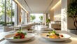 © HooPs - Artistic Culinary Presentation in a Minimalist Luxury Restaurant Featuring Bright Airy Interior Design