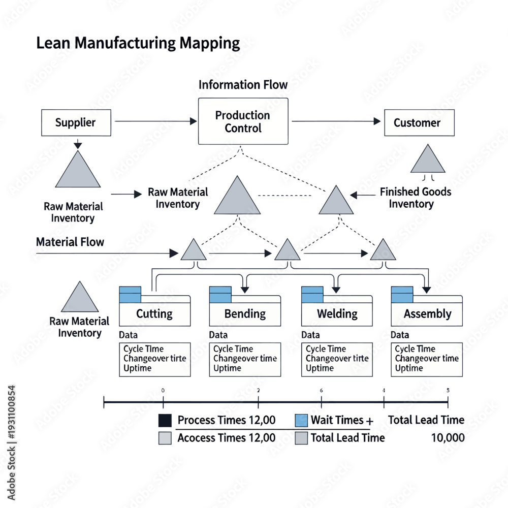 Lean Operation Process Lean Manufacturing Process Flowchart Diagram. Stock Vector | Adobe Stock