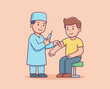 © Ancaen Pro - Doctor administering vaccine to a young male patient in a clinical setting.