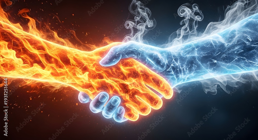Fire Dapping Handshake Conflict resolution and fire and ice partnership. Contrast agreement ...