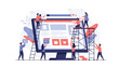 © Jack - Collaborative team of web developers and designers building an ecommerce website on a giant computer monitor.