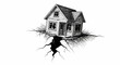© Kiara - Dilapidated house on cracked earth, symbolizing crisis and destruction.