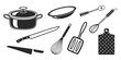 © Mg - A variety of cooking utensils and tools laid out on a white background