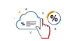 © Arfan - Cloud computing discounts and promotional offer concept showing a user interacting with a digital service percentage icon.