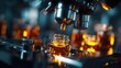© Игорь Бондаренко - high-tech microscope examining glowing liquid samples in a futuristic laboratory, shallow depth of field emphasizing illuminated liquids and precise instrument details