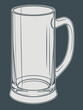 © Naura KL - Empty Clear Glass Beer Mug with Handle on Dark Background.