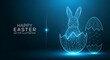 © Suresh Patel  - Happy easter background in digital tech style. Concept for greeting card with bunny and easter egg. Futuristic vector illustration with light effect