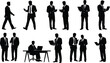 © MstTania - Silhouette of businessmen in various professional poses and activities silhouette