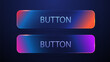 © hobbitfoot - Futuristic glow button set for UIUX design. Vibrant neon gradient elements with glassmorphism effect on dark background. Vector illustration