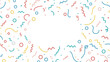 © Emily - Festive pattern of colorful confetti squiggles dots and circles on a white background ideal for celebration designs.